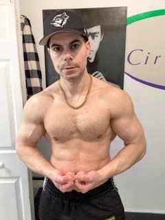 Alex Savva at age 48, still training natural